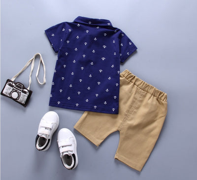 Conjunto Infantil Niño Estilo Coreano con Estampado de Ancla - Manga Corta Primavera Verano - Image 13