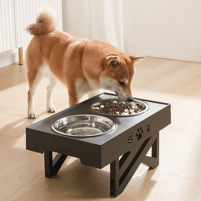 Comedero Ajustable para Mascotas con Mesa Elevadora Plegable - Doble Recipiente Acero Inoxidable
