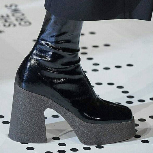 Botas Largas Estilo Británico Tacón Alto Talla Grande - Image 4