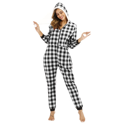 Jumpsuit de Algodón a Cuadros con Capucha para Mujer - Image 13