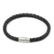 Magnetic Mens 6 Leather Cord Braided Bracelet Negro