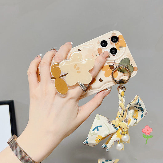 Funda para Celular Seda con Flores y Hojas Otoñales