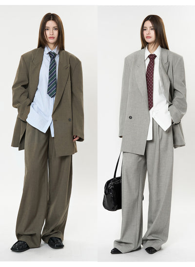 Pantalones Casuales Rectos con Corte Vertical y Acabado Liso - Image 32