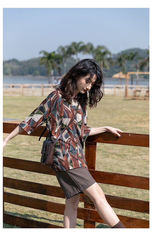 Camisa Floral Retro Hong Kong Oversized Manga Larga Primavera Otoño - Image 10