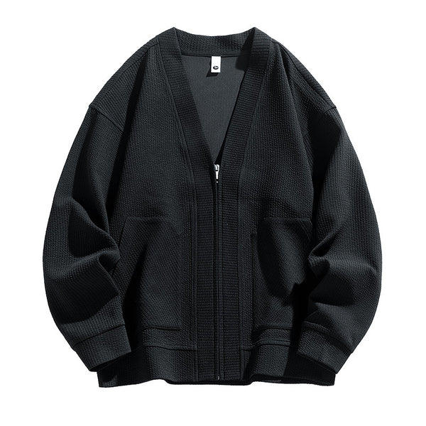 Cardigan Tipo Chaqueta Talla Grande para Hombre - Cierre de Cremallera - Image 6
