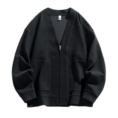 Cardigan Tipo Chaqueta Talla Grande para Hombre - Cierre de Cremallera - Image 6