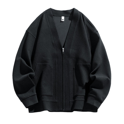 Cardigan Tipo Chaqueta Talla Grande para Hombre - Cierre de Cremallera - Image 6