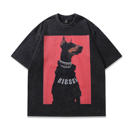 Camiseta Oversized Hip Hop Streetwear Unisex con Estampa Divertida Doberman - Image 9