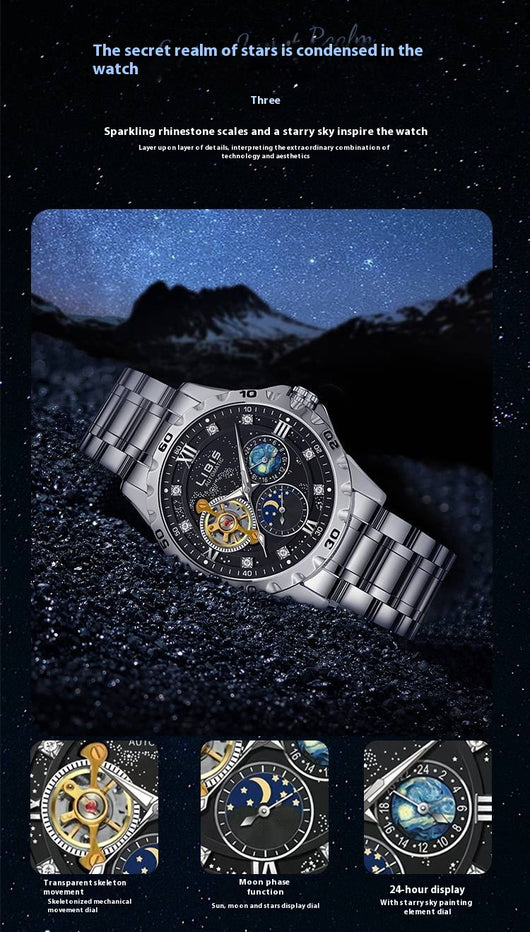Reloj Automático Mecánico Impermeable con Esfera Luminiscente Estrellada - Image 10