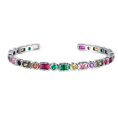 Pulsera Plata con Zircones Arcoíris Geométricos Vintage para Niña - Image 5