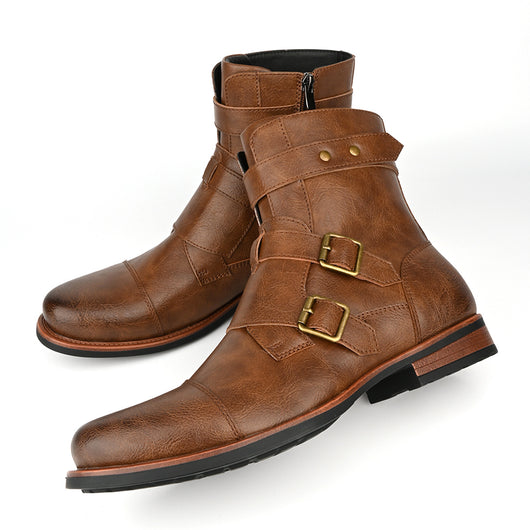 Botas Denim Minimalistas para Hombre con Cierre Lateral y Hebilla Metálica - Image 8