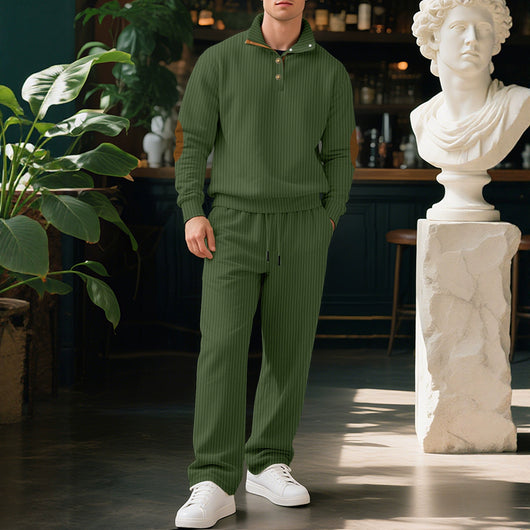 Conjunto Otoñal: Pantalón Casual y Suéter Jacquard con Cuello Alto - Image 2