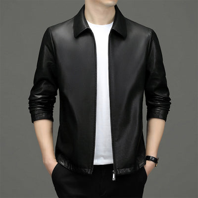 Chaqueta de Cuero Ecológico para Hombre con Solapa - Abrigo de Piel Auténtica - Image 3