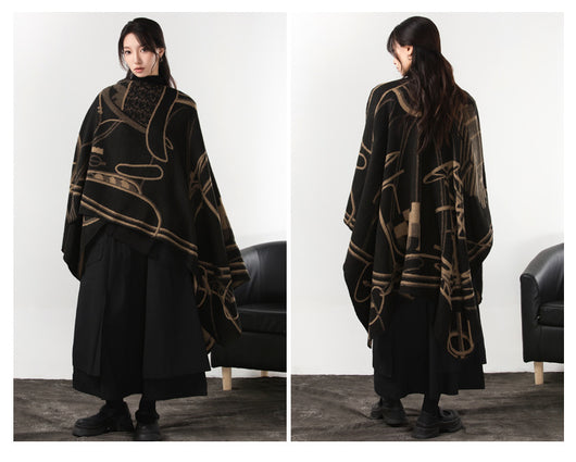 Capa Dividida de Cachemira Estilo Oscuro - Abrigo Cálido y Elegante - Image 17