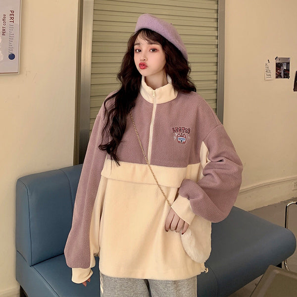 Abrigo Suéter de Lana Cordero para Niñas Plus - Terciopelo Grueso Tendencia