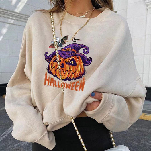 Suéter Navideño con Estampado de Calabaza Cuello Redondo Manga Larga - Image 5