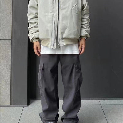 Pantalón Cargo Holgado de Pierna Recta con Múltiples Bolsillos y Cintura Ajustable - Image 3