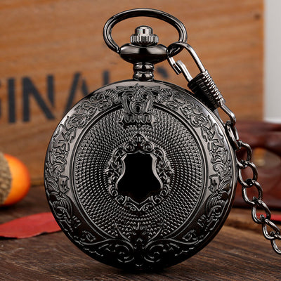 Reloj de Bolsillo Grande Estilo Vintage con Patrón de Escudo Dorado y Movimiento Cuarzo - Image 6