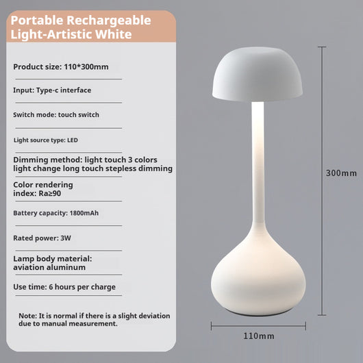 Lámpara de Mesita Nórdica Recargable con Luz Ambiental - Image 5
