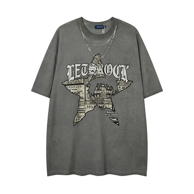 Camiseta Retro Manga Corta con Cadena para Hombre