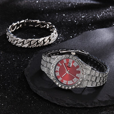Reloj de Cuarzo con Banda de Acero y Diamantes Completos con Calendario - Image 11