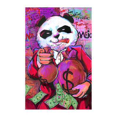Cuadro Canvas Panda Morado - Arte Divertido con Bolsa de Dinero - Image 3