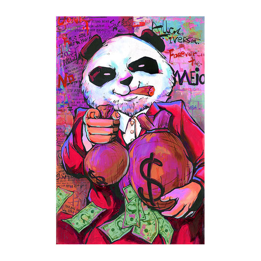 Cuadro Canvas Panda Morado - Arte Divertido con Bolsa de Dinero - Image 3