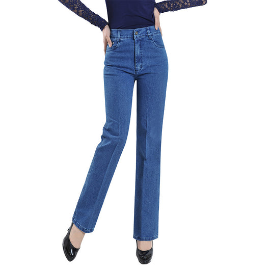 Pantalones Vaqueros Mujer Cintura Alta Stretch Pierna Recta Slim - Image 3