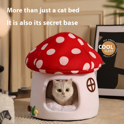 Cama Semiencerrada para Gatos Cuatro Estaciones - Diseño Acogedor