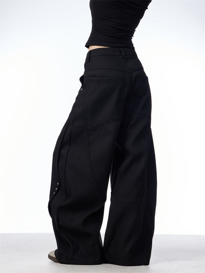 Pantalones Anchos de Tiro Alto con Costura Decorativa para Mujer - Image 13