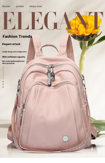 Mochila de Cuero Suave de Gran Capacidad para Estudiantes - Bolsa de Viaje Moderna - Image 16