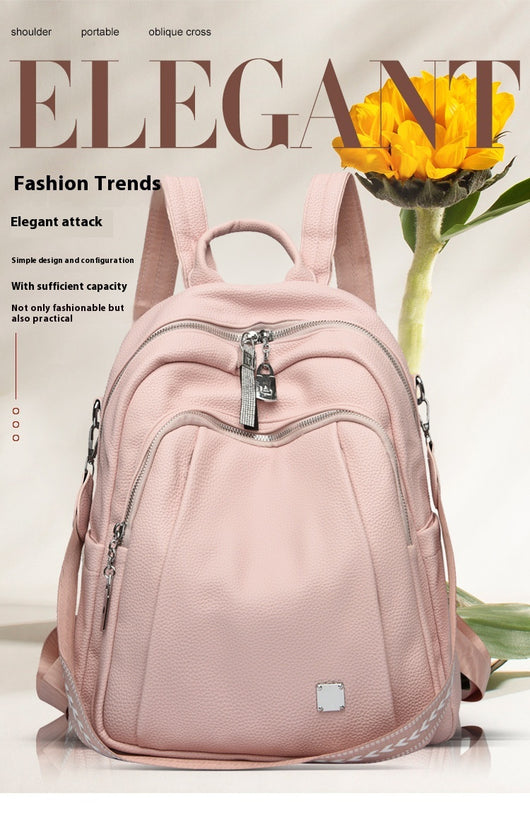 Mochila de Cuero Suave de Gran Capacidad para Estudiantes - Bolsa de Viaje Moderna - Image 16