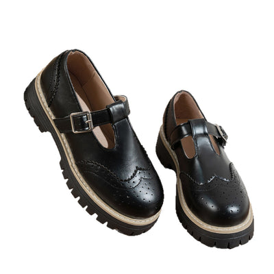 Zapatos de Tacón Retro Británico con Hebilla Calada - Image 5