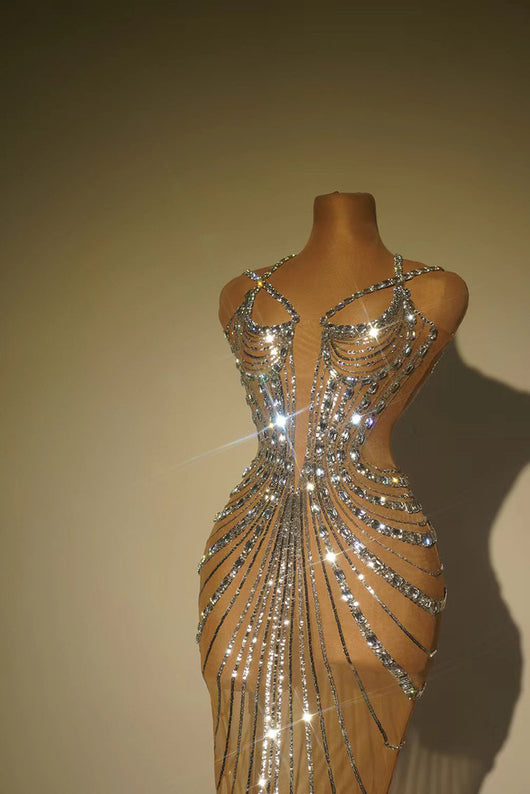 Vestido de Gala con Plumas y Cristales Brillantes para Mujer - Image 16