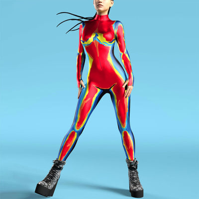 Jumpsuit Estampado 3D con Botones y Manga Larga