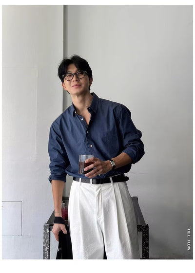 Camisa Suelta de Manga Larga para Hombre - Primavera y Otoño - Image 24
