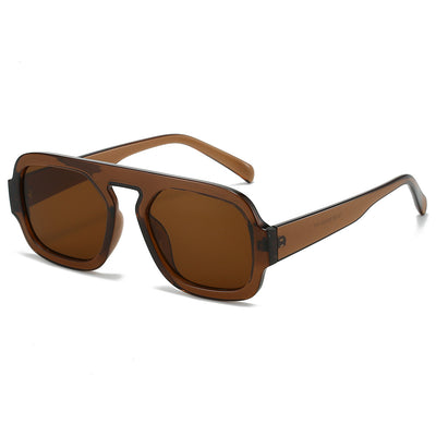 Men's and women's pilot sunglasses with a black plastic frame and vibrant orange-yellow lenses. - Image 7