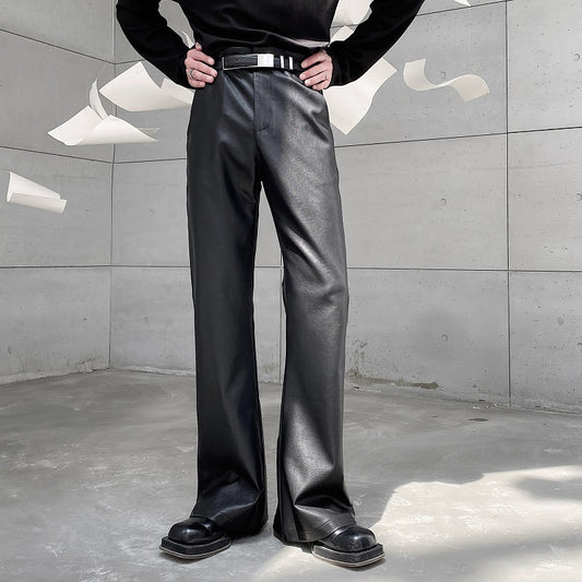 Pantalones de Traje Casual en Cuero PU para Hombre