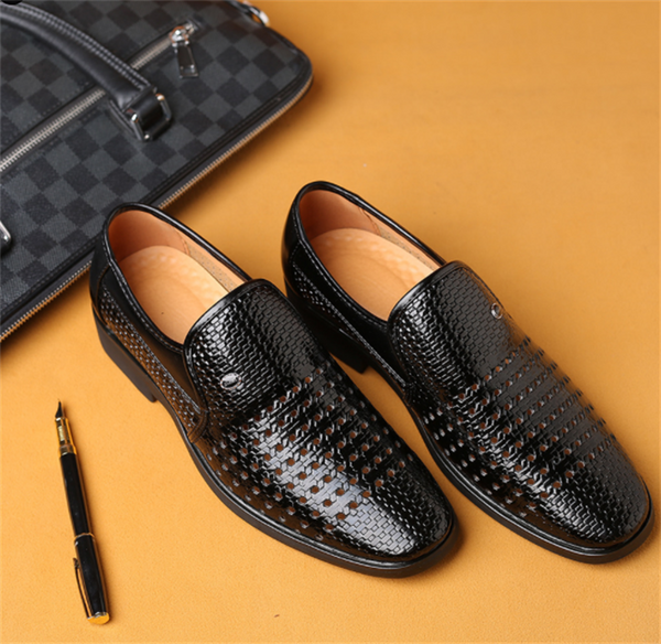 Zapatos de Cuero Ejecutivos Transpirables con Diseño Hueco Fresco para Hombre