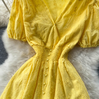 Vestido Elegante Escote V Línea A Estilo Francés - Image 3