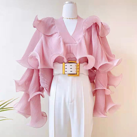 Blusa Elegante de Gasa con Volantes - Image 2