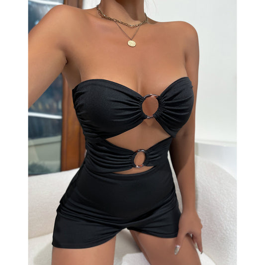 Jumpsuit Elegante con Escote Tubo y Detalles Calados - Image 2