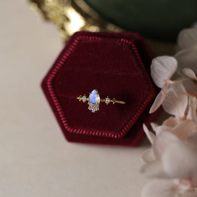 Anillo de Piedra de Luna Azul Natural con Baño de Oro y Plata - Image 4