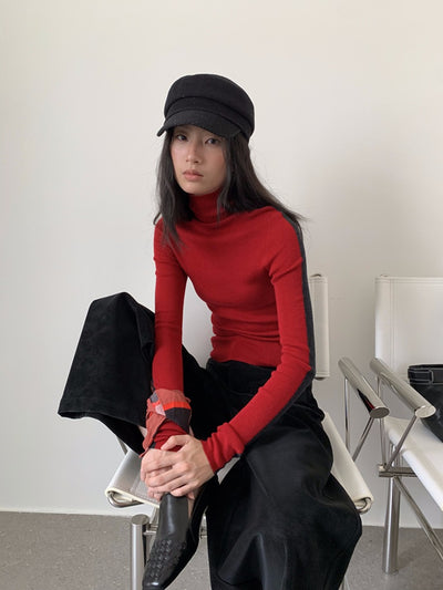 Suéter de Lana Slim Fit Bicolor con Contraste para Mujer - Image 6