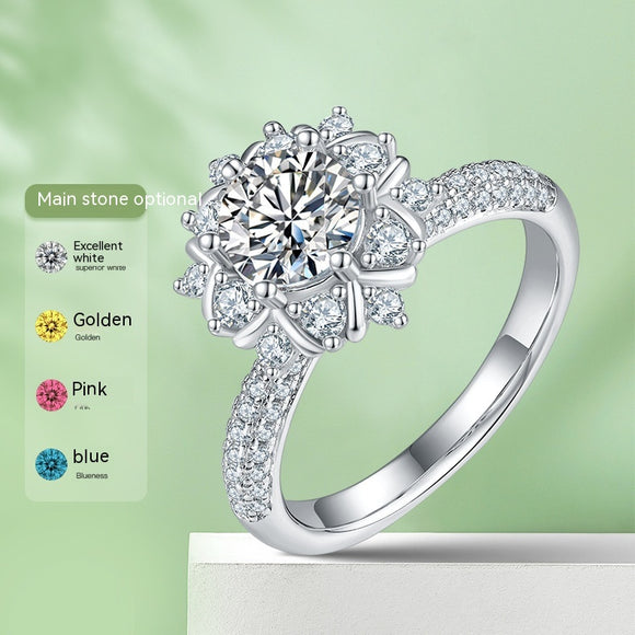 Anillo de Moissanita 1 Quilate en Plata 925 - Diseño Floral para Propuesta
