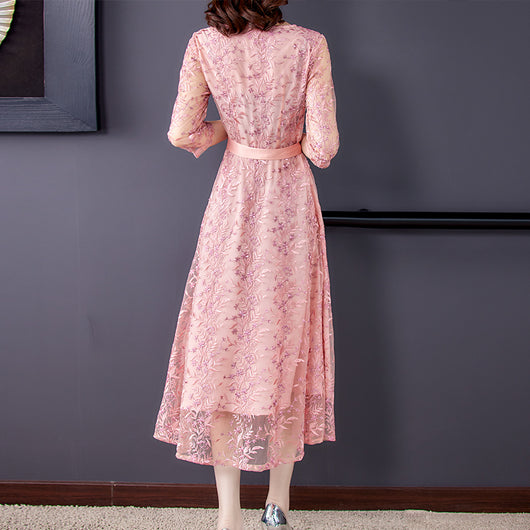 Vestido Elegante Manga 3/4 Estilo Occidental para Mujer - Diseño Rejuvenecedor - Image 12