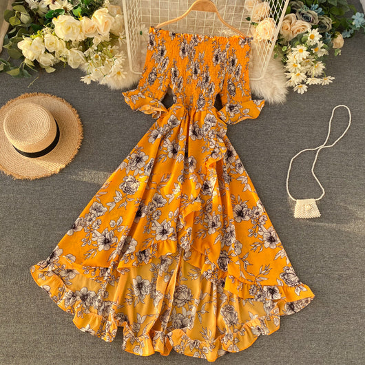 Vestido de Resort con Hombros Descubiertos y Volantes Irregulares - Image 24