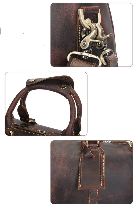 Bolsa de Viaje en Cuero Vintage Desgastado para Hombre - Image 14