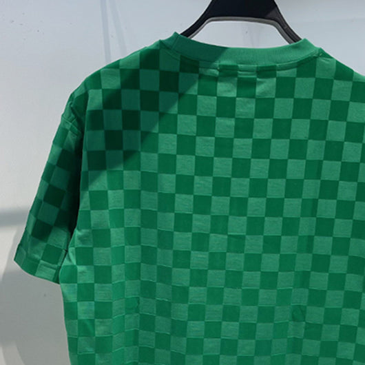 Playera Casual de Cuadros Verde con Cuello Redondo - Image 5