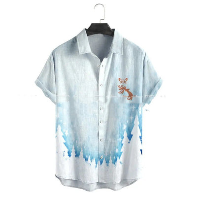 Camisa Estampada de Cuello Solapa para Hombre - Manga Corta Ideal para Festividades - Image 12